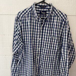 “The Friday Shirt” Navy/White Plaid Men’s Preppy Casual Friday Size XL
